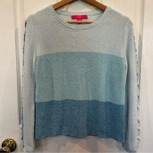 Lilly Pulitzer Cortina Ombre Colorblock Lace Up Sleeve Cotton Sweater Medium